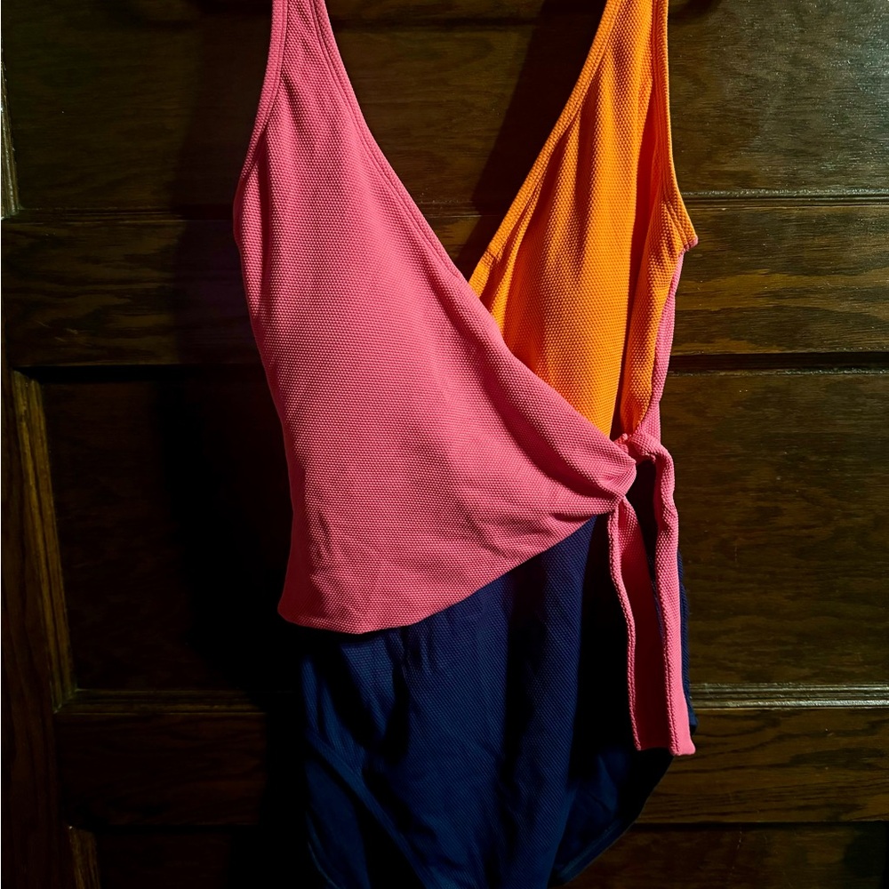 Tommy Bahama Pink, Orange, and Navy One Piece Swimsuit, Size16